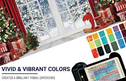Allenjoy 82" x 59" Christmas Window Backdrop for Photography Winter Merry Xmas Tree Background Snow Holiday Photobooth Portrait Party Banner Festival Photo Studio Props Supplies - size: 82x59 in