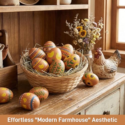 LovesTown Wooden Eggs for Crafts, 8PCS Fake Eggs Chicken Nesting Box Help Laying Hen Poultry Supply for Training - size: Medium, style: original