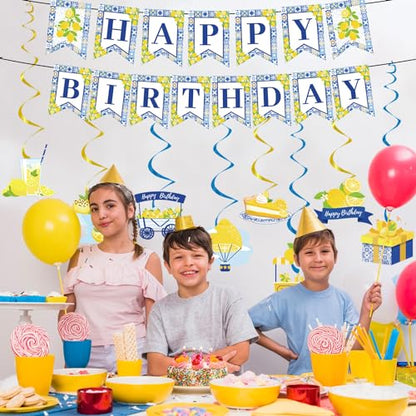 Lemon Birthday Banners - 10PCS Capri Swirls Decorations for Amalfi Coast Party Supplies - style: Lemon