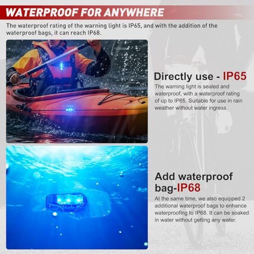 Nilight LED Safety Light 4PCS Blue Marine Navigation Bike Tail Lights Three Modes Waterproof Reflective Gear Clip On Flash Strobe Indicator Lamp for Night Boating Fishing Cycling Jogging - color: 3LED Safety Light-Blue