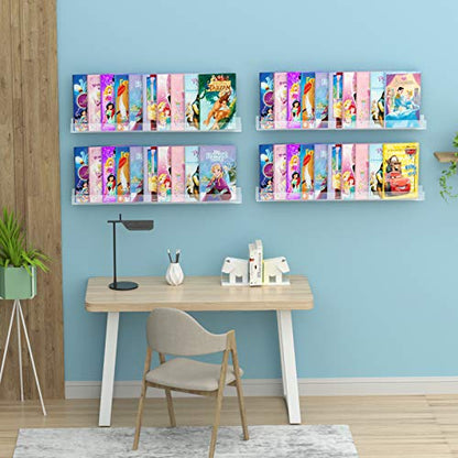 NIUBEE Kids Acrylic Floating Bookshelf 36 Inch,Clear Invisible Wall Bookshelves Ledge Book Shelf,50% Thicker with Screwdriver - size: 36inches