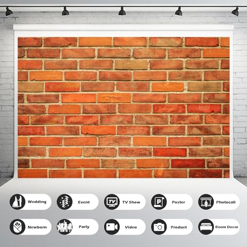Red Brick Wall Backdrop Vintage Brick Photography Background Brick Wall Photo Backdrop Baby Birthday Party Graduation Home Decoration Background Portrait Video Shoot Studio Props Vinyl 5x3ft - color: Red_Brown, size: 5x3ft