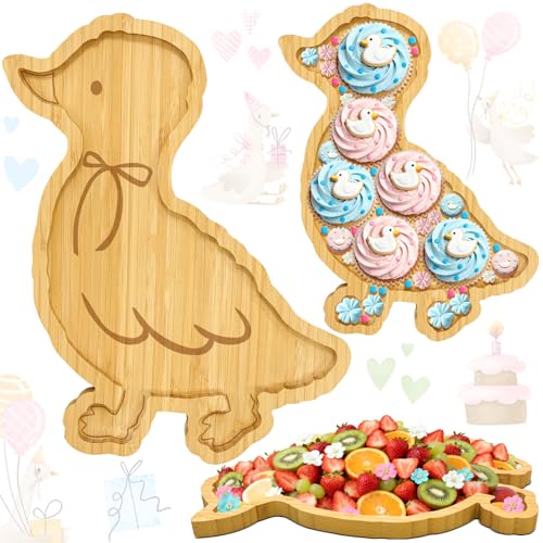 1PCS Wooden Goose Party Decoration One Silly Goose Birthday Decor Charcuterie Boards for Tabletop Geese Baby Shower Serving Tray Fillable Food Plates Tableware for Baby Girl Boy 1st Birthday Supply - color: Wooden Goose