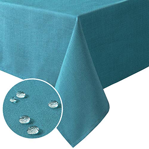 H.VERSAILTEX Linen Textured Table Cloths 54 x 54 Inch Premium Solid Tablecloth Spill-Proof Waterproof Table Cover for Dining Buffet Feature Extra Soft and Thick Fabric Wrinkle Free, Teal - color: Teal, size: 54" x 54" (Square)