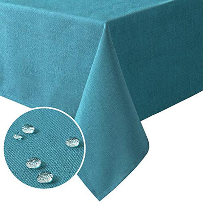 H.VERSAILTEX Linen Textured Table Cloths 54 x 54 Inch Premium Solid Tablecloth Spill-Proof Waterproof Table Cover for Dining Buffet Feature Extra Soft and Thick Fabric Wrinkle Free, Teal - color: Teal, size: 54" x 54" (Square)