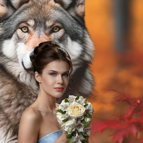 Autumn Animals Wolf Backdrop Background for Photography 5x7ft Photobooth Professional Photo Backdrop Curtains Video Photography Studio Photo Backgrounds Banner Booth Background Screen Parties - color: Autumn Animals Wolf