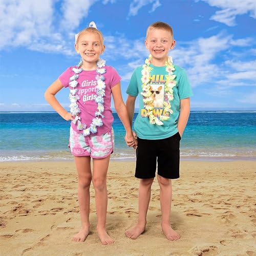 JOYIN Toy 12 Counts Hawaiian Leis Bulk, Tropical Flower Lei Hawaiian Lei Beach Hawaii Luau Party Favors Decoration Birthday Party Supplies