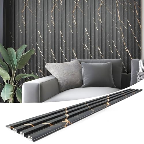 Art3d 8-Pack WPC Slat Panel for Interior Decor, Decorative Fluted Accent Wall Covering for Living Room Bedroom TV Background Office, 96 x 6 Inch - Granite - color: Granite, size: 96*6