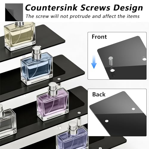 Acrylic Riser Display Stand, Black 4 Tier Cupcake Stand Display Risers Shelf Perfume Cologne Organizer Compatible with Funko Pop Food Dessert Makeup Skincare Cosmetics Lotion Organizer (1 PACK)