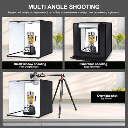 PULUZ Light Box 24x24in, Portable Photo Studio Light Box with 120 LED Lights ＆6 Color backdrops Professional Photography Lighting Tent Kit for Big Product Photography Lightbox - color: 23.6x23.6x23.6in