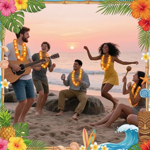 Sherr 24 Pcs LED Orange Leis Light up Wedding Hawaiian Leis Flower Necklace with LED Lights Beach Tropical Carnival Party Wedding Supplies Luau for Masquerade - color: Vibrant Orange