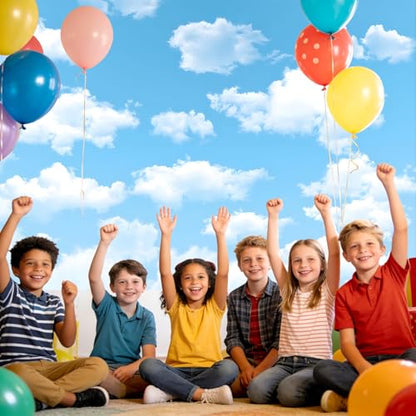 7x5FT Blue Sky White Clouds Photo Backdrop Natural Scenery Sunshine Theme Photography Background Wedding Newborn Baby Shower Kids Birthday Party Banner Decoration Supplies - size: 7x5FT