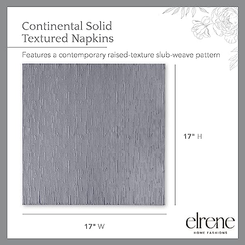 Elrene Home Fashions Continental Solid Texture Water and Stain Resistant Fabric Dining Napkins, Set of 4, 17"x17", Gray - color: Grey, size: 17" x 17" (Set of 4)