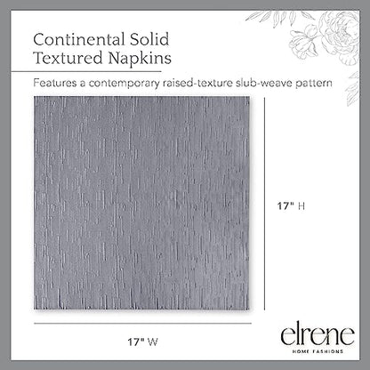Elrene Home Fashions Continental Solid Texture Water and Stain Resistant Fabric Dining Napkins, Set of 4, 17"x17", Gray - color: Grey, size: 17" x 17" (Set of 4)
