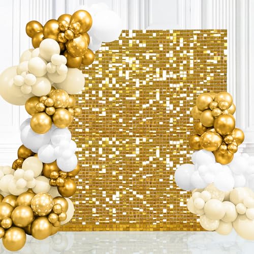 Gold Shimmer Wall Backdrop 6FTx4FT Sequin Photo Backdrop Wall Background for Graduation Wedding Birthday Anniversary Glitter Disco Decorations - color: Gold, size: 6ftx4ft