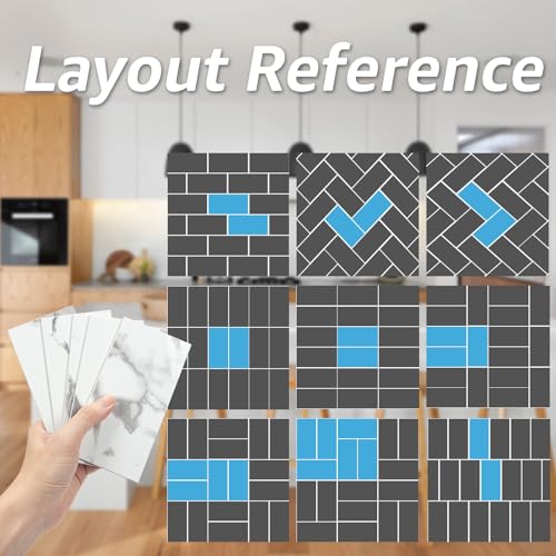 Art3d 102-Piece Faux Stone Peel and Stick Backsplash Tile, Waterproof Thick PVC Stick On Subway Wall Tile for Kitchen Bathroom Laundry Room Fireplace - 3" x 6" Gray Marble - color: Gray Marble