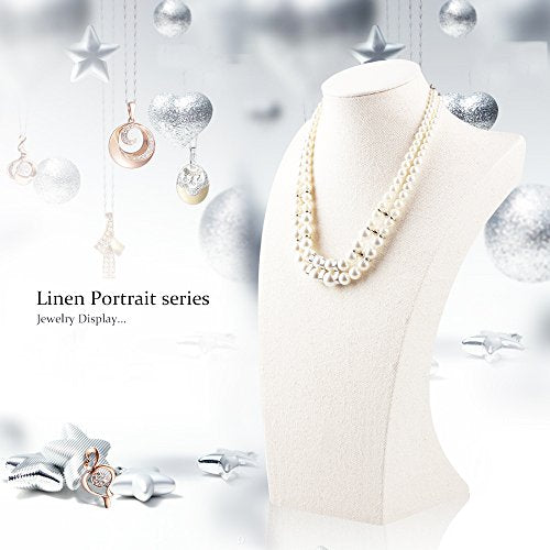 Oirlv Linen Necklace Display Bust 3D Necklace Organizer Jewelry Display Holder (H-13.38inches) - size: H-13.38inches