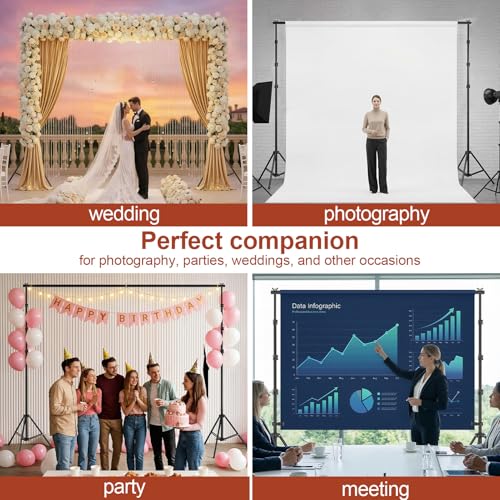 Backdrop Stand 10x8.5ft(WxH), Photo Studio Adjustable Background Stand Support System Kit with 8 Crossbars, 8 Clamps and Carrying Bag for Parties, Wedding, Photography, Decoration - size: 8.5x10ft