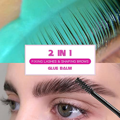 PERMANIA Lash Glue Balm, Eyelash Lifting Adhesives Strong Hold and Perfectly Shaped Eyebrows for Brow Lamination Kit, Lash Lift Balm Bright Colors & Fruity Flavours Fast Drying & Waterproof (Pink)