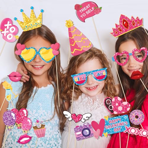 25 Pcs BFF Festival Photo Booth Props, Girls Theme Party Decoration Props, Birthday Holiday Photo Decoration Supplies