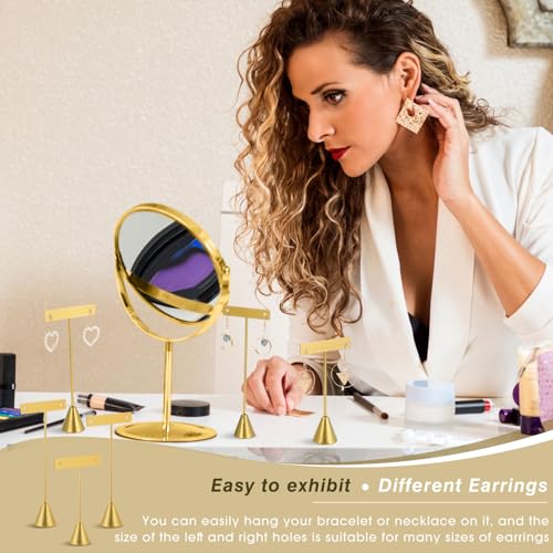 Marsui 12 Pcs Earring Display Set T Bar Earring Display Stand with 3 Heights Earrings Stand for Jewelry Vendors (Gold) - color: Gold