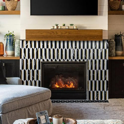 DICOFUN 10-Sheet Black & White Peel and Stick Backsplash for Kitchen, PVC Stick on Backsplash Wall Tiles - color: Fish Scale/Black and White, size: 10 Sheets, 12"x12"x0.12"