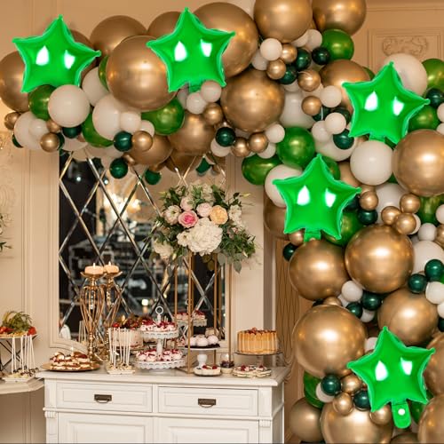 50 Pcs Star Balloons,10 Inch Green Star Foil Balloons,Stars Shaped Balloon Mylar Helium Balloon for Birthday Party Anniversary Wedding Baby Shower Decorations (10inch-green) - color: 10inch-green