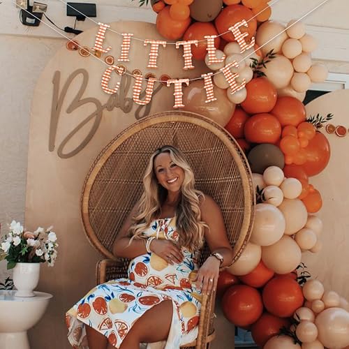 ZAIBIANHAO Little Cutie Banner - Citrus Themed Baby Shower Decorations,Orange Little Cutie Is On The Way Bunting Banner Gender Reveal Girl Or Boy Baby Shower Party Supplies - color: orange