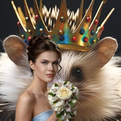 Crown with Hedgehog Backdrop Background for Photography 5x7ft Photobooth Professional Photo Backdrop Curtains Video Photography Studio Photo Backgrounds Banner Booth Background Screen Parties - color: Crown With Hedgehog