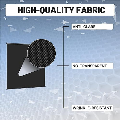 RAUBAY Retractable Pull Down Black Screen Backdrop - 78.7" x 86.6" Collapsible Wall-Mount Background for Professional Video Production, Photography, TikTok and Video Conferencing - color: Black, size: Wider(78.7 x 86.6in)