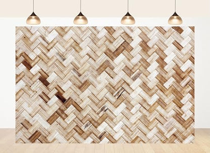 10x10ft Fabric Bamboo Weave Texture Backdrop Wicker Surface Photography Background for Furniture Party Decor Home Wall Hanging Tapestry Photo Props - size: 10X10ft