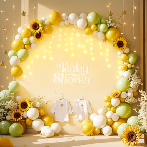 6.6 ft Ivory Round Backdrop Cover with Lights Circle Wedding Arch Backdrop Cover with Fairy Lights for Bridal Shower Ceremony Birthday Baby Shower Photography Photo Shoot Background Decorations - color: Ivory, size: 6.6 FT