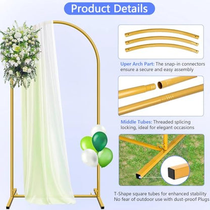 Metal Arch Backdrop Stand and Cover Set (Beige, 7.2 ft), Wedding Arch Stand with Beige Cover for Baby Shower, Party, Birthday, Wedding, Bridal Shower - color: Beige, size: 7.2FT