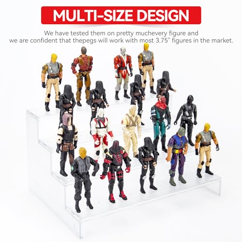 SIXPOINTS 3.75 inch Action Figure Riser Display Shelf With Peg ,4 Tier Toy Collectibles Organizer,Compatible with 1/18 Scale Vintage Star Wars /G.i Joe Figures toy