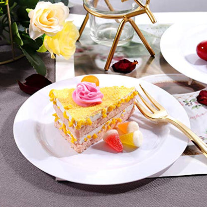 bUCLA 100Pieces White Plastic Plates - 6.25inch Disposable Plastic Appetizer/Small Cake/Salad/Dessert Plates Premium Hard, Ideal for Weddings& Parties - color: 6.25Inch-100pcs-White