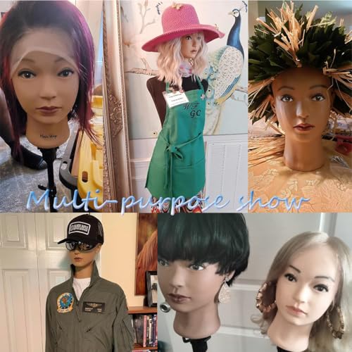 HAIRWAY Bald Mannequin Head Female Professional Cosmetology Training Head Bald Manikin Head for Wigs Making and Display Doll Head with Free T-pins (White 21.5 Inch) - color: Female Bald Head 21.5“ White