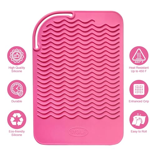 11" X 7.5" Large Size Heat Resistant Silicone Travel Mat, Anti-Heat Pad for Hair Straighteners, Hair Rollers, Curling Irons, Flat Irons and Other Hair Styling Tools - Baby Pink - color: Baby Pink, size: 11" X 7.5"