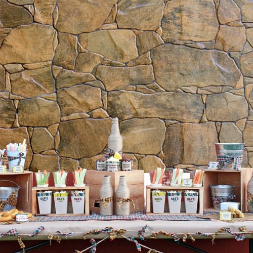 Stone Wall Backdrop 7x5ft Polyester Photography Background Boulder Build Castle Rural Style Rough Rock Construct Exterior Wall Texture Countryside Boy Kid Adult Artistic Photo Shoot - color: claybank, size: 7x5ft