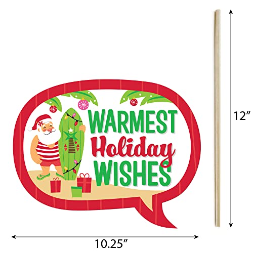 Big Dot of Happiness Funny Tropical Christmas - Beach Santa Holiday Party Photo Booth Props Kit - 10 Piece