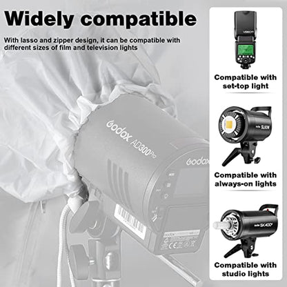 Godox UBL-85S 85cm 33.4” Black Silver Reflective Umbrella Photography Studio Soft Light Umbrella with Large Diffuser Cover for Video Shooting