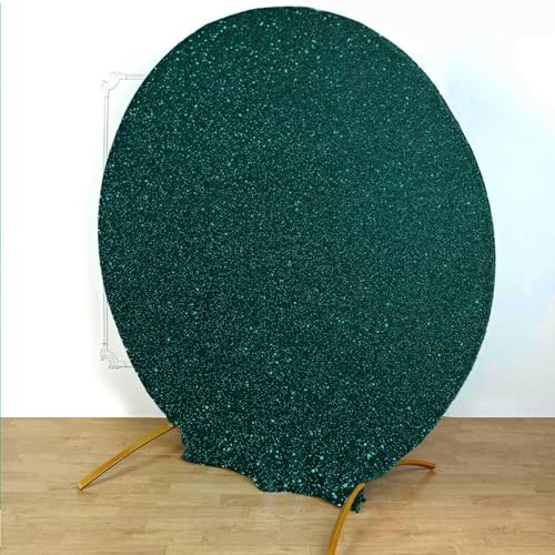 Efavormart Shiny Hunter Green 7.5ft Metallic Spandex Round Arch Cover, Double Sided Fitted Backdrop Sleeve for Christmas, Jungle Theme & Events - color: Hunter Green, size: Round