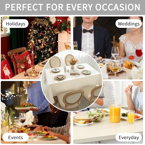 Natural Linen Textured Square Tablecloth, Slubby Lightweight Table Cloth 60 x 60 Inch, Water Resistant Stain Resistant Farmhouse Burlap Table Cover for Kitchen Dining Room - color: Natural, size: 60" X 60" (Square)