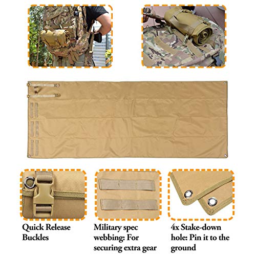 Tactical Shooting Gun Mat Outdoor Professional Waterproof Non-Slip Shooting Mat Firearm Shooting Bag Rifle Rest Bag Shooting with Front and Rear Support Sandbags - color: Khaki