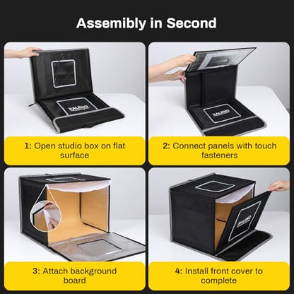 RALENO 16"x12" Photo Light Box Photography, 24W Foldable Photo Studio Light Box, Dimmable Shooting Tent Kit with CRI>95 & 6 Backdrops for Toys Jewelry Watches Cosmetics - size: 16*12 inch
