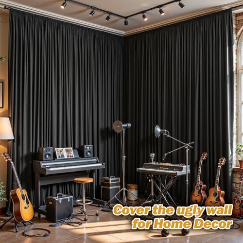 8ftx10ft Wrinkle Free Black Backdrop Curtain - 10 Feet Photography Backdrop Drapes, Silky Polyester Back Drop Cloth for Wedding Baby Shower Balloon Arch Background - color: Black, size: 8FTx10FT (W4'xH10', 2 Panels)
