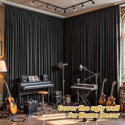8ftx10ft Wrinkle Free Black Backdrop Curtain - 10 Feet Photography Backdrop Drapes, Silky Polyester Back Drop Cloth for Wedding Baby Shower Balloon Arch Background - color: Black, size: 8FTx10FT (W4'xH10', 2 Panels)