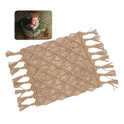 Newborn Photography Props Baby Photoshoots Photo Posing Macrame Blankets Rug Backdrop (Brown) - color: Brown