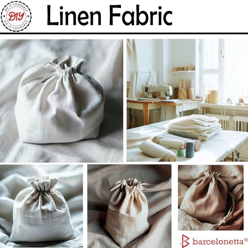 Barcelonetta | Linen Fabric | Natural Linen Cloth | Embroidery, Sewing | Soft, Breathable | 55" Wide | 70% Linen, 30% Rayon | Hemp, Jute, Needlework, Lining (Blue, 1 Yard) - color: Blue, size: 1 Yard