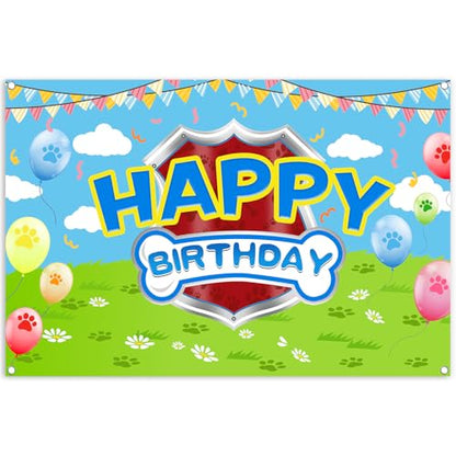 5x3ft Cartoon Dog Theme Backdrop Cartoon Photography Background Kids Boys Girls Birthday Party Decorations Photo Booth Banner Props - color: Red-Dog