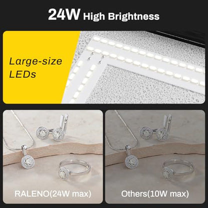 RALENO 16"x12" Photo Light Box Photography, 24W Foldable Photo Studio Light Box, Dimmable Shooting Tent Kit with CRI>95 & 6 Backdrops for Toys Jewelry Watches Cosmetics - size: 16*12 inch